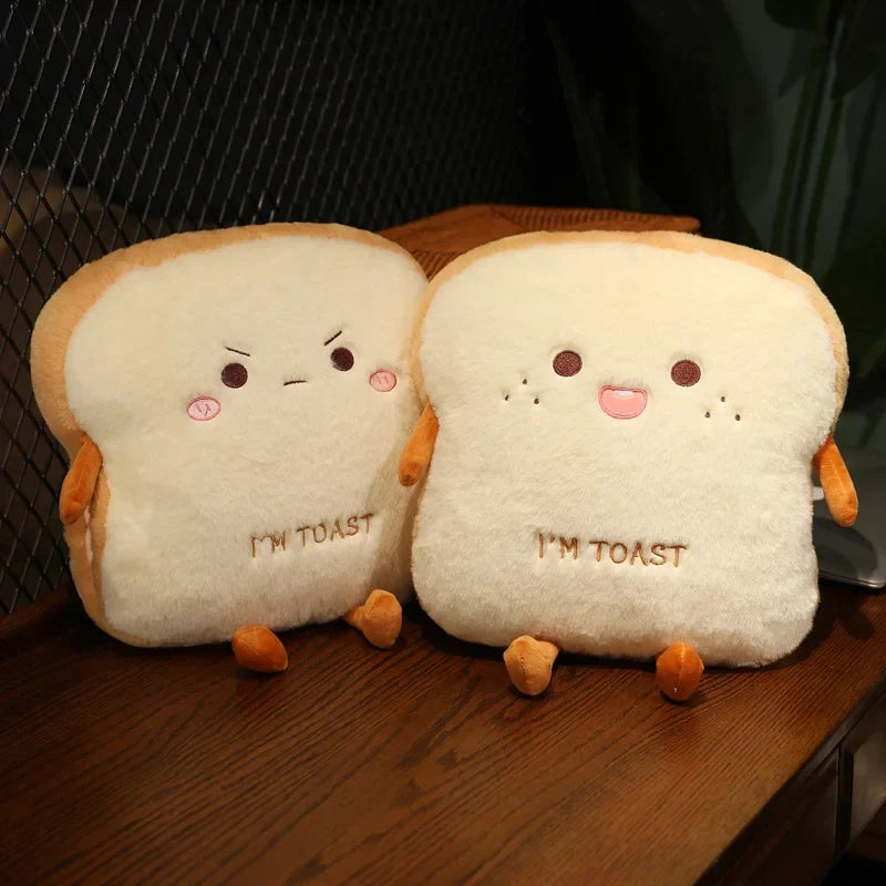 Soft Plush Toast Hand Warmer Pillow with Pocket – Cozy Stuffed Bread Cushion for Warmth & Comfort | Thomler
