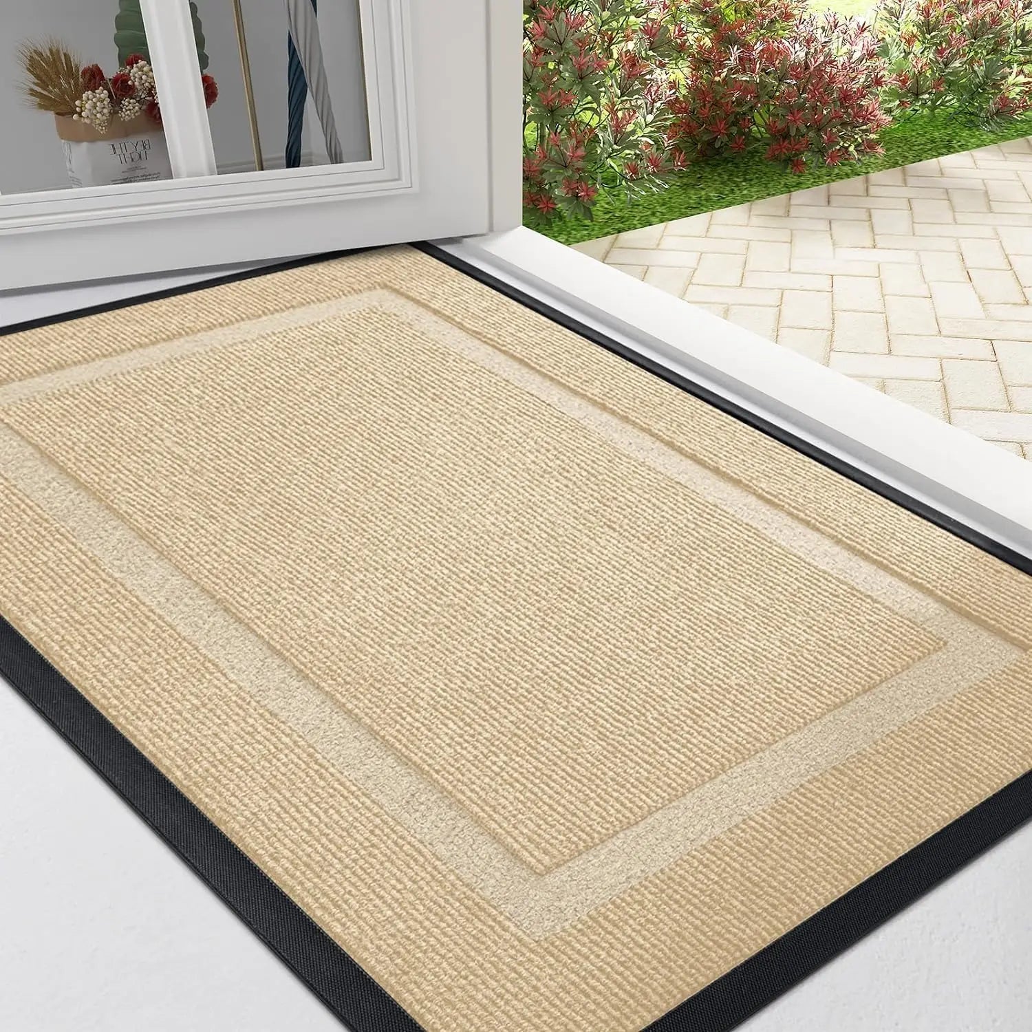 Doormat Rubber Low Profile Indoor Outdoor Entrance Hallway Patio Non Slip Dirt Trapping Weather Resistant Floor Mat | Thomler