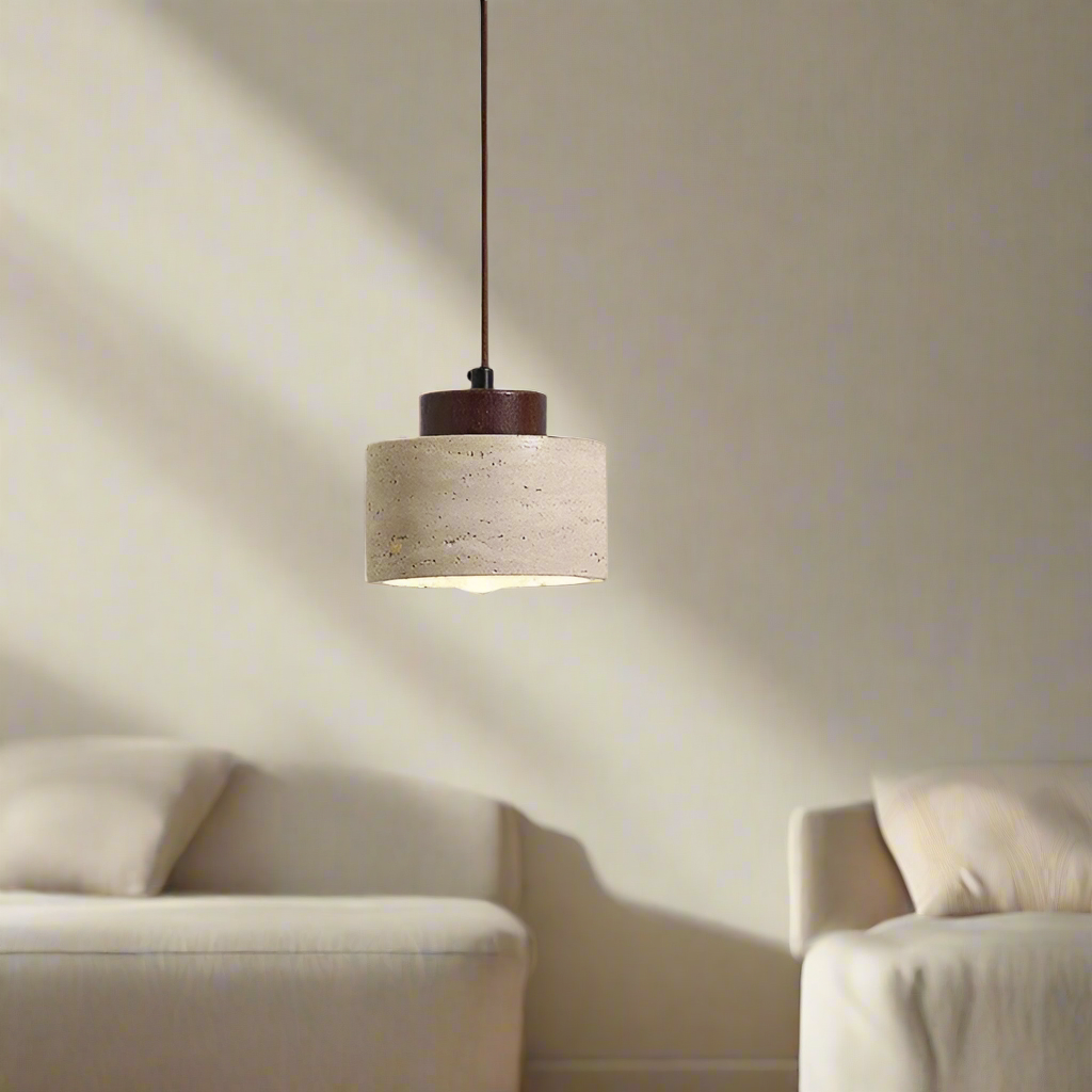Pendant Light Travertine Stone 16.5 cm Warm White Bedroom Bedside Hanging Ceiling Lamp Scandinavian Ambient Lighting | Thomler