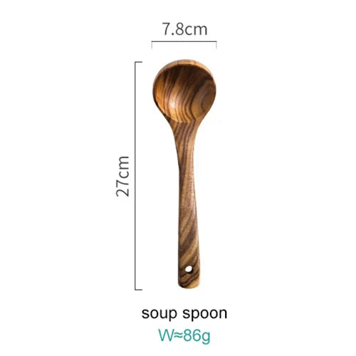 Cooking Utensil Set Acacia Wood 8-Piece Kitchen 12 in Premium Culinary Tools | Thomler