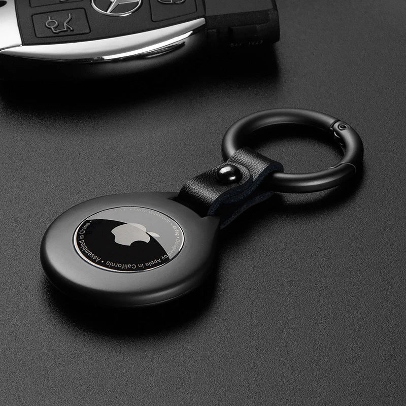 Genuine Leather AirTag Holder with Metal Keychain Ring for Apple AirTag Tracker Case Protective Cover Accessory for Keys Bags Luggage | Thomler