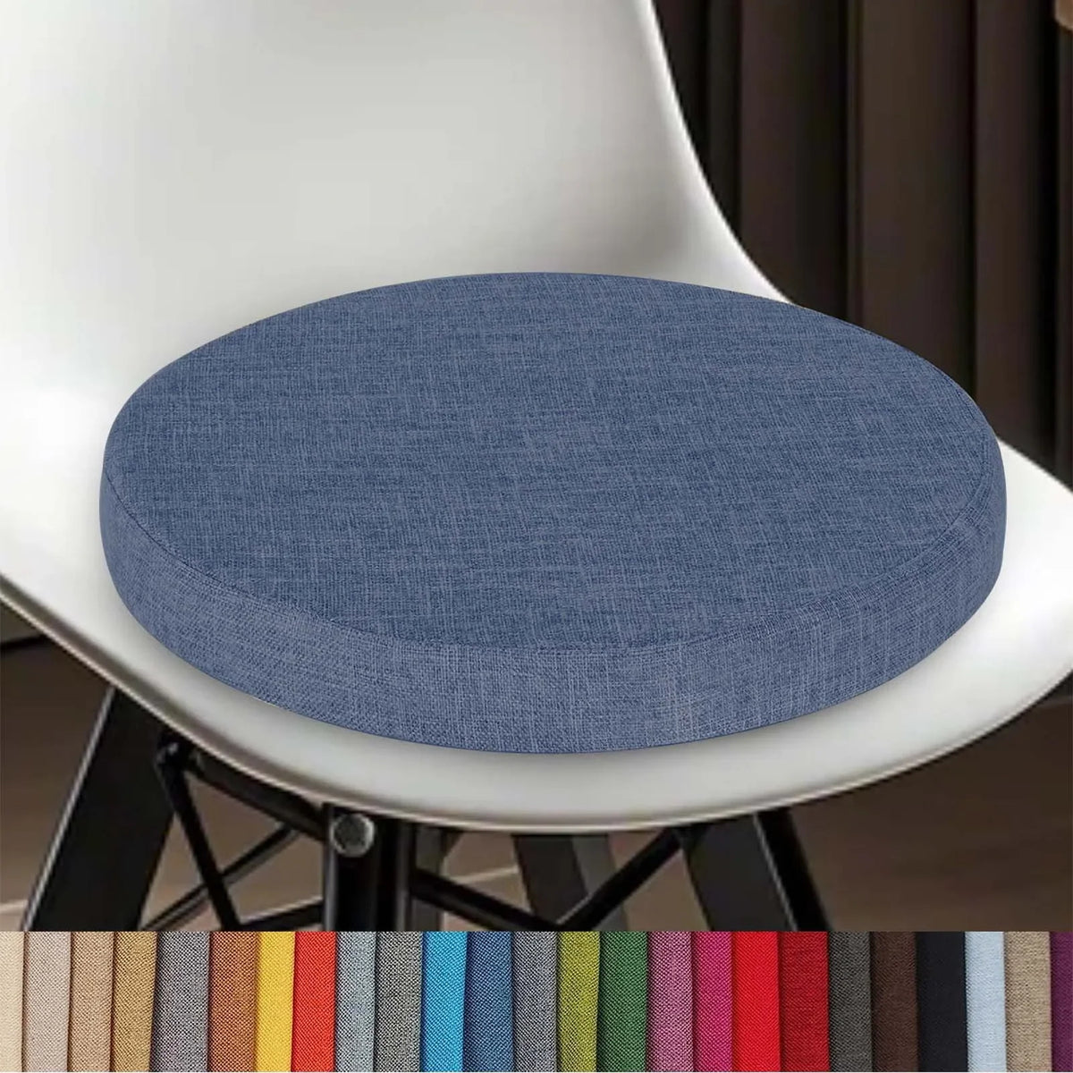 Round Seat Pad with Zipper – Machine-Washable Cotton-Blend Stool Cushion for Kitchen, Dining, Bar & Office Chairs | Thomler