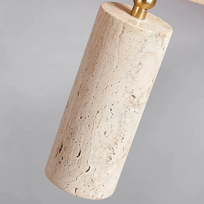 Ceiling Spotlight Travertine Wood 23.6 in 3 Head Adjustable Indoor Lighting Fixture Modern Surface Mounted Accent Lamp | Thomler