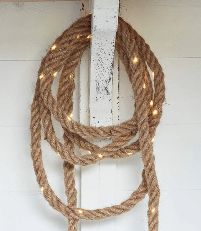 Rustic Hemp Rope LED String Lights Warm White Battery Powered Decorative Lighting for Living Room Bedroom Patio Garden Party Wedding | Thomler