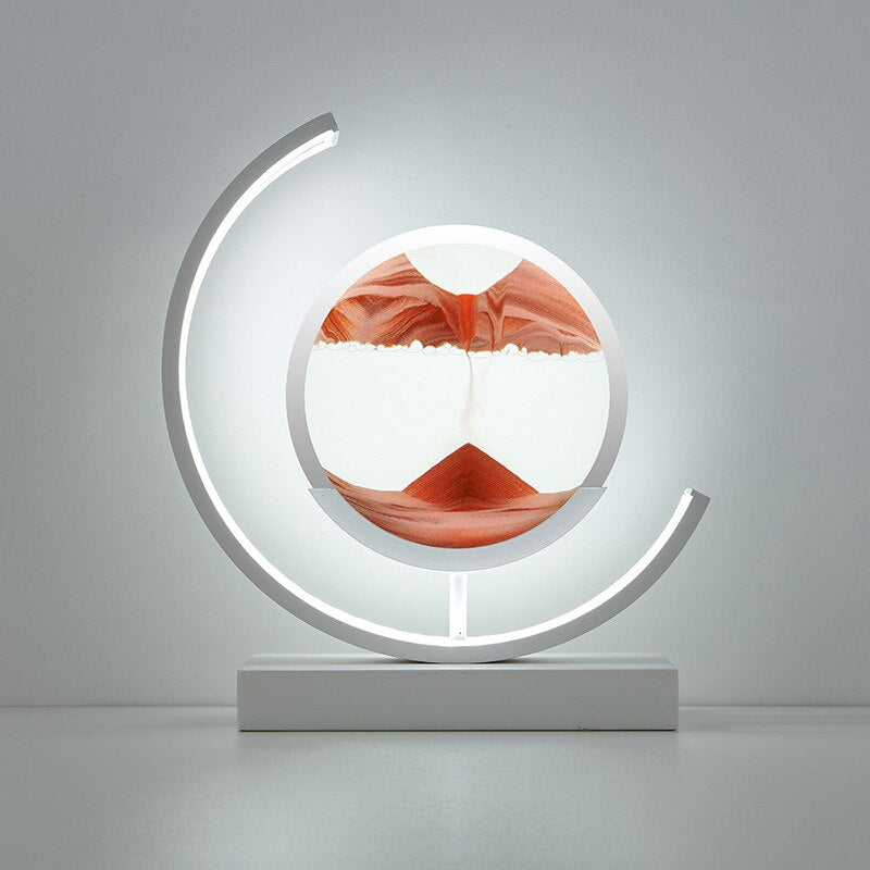 Rotating Sand Art LED Table Lamp | Mesmerizing 3D Liquid Motion Desk Light with Acrylic Frame | Modern Accent Lamp for Bedroom Living Room | Thomler