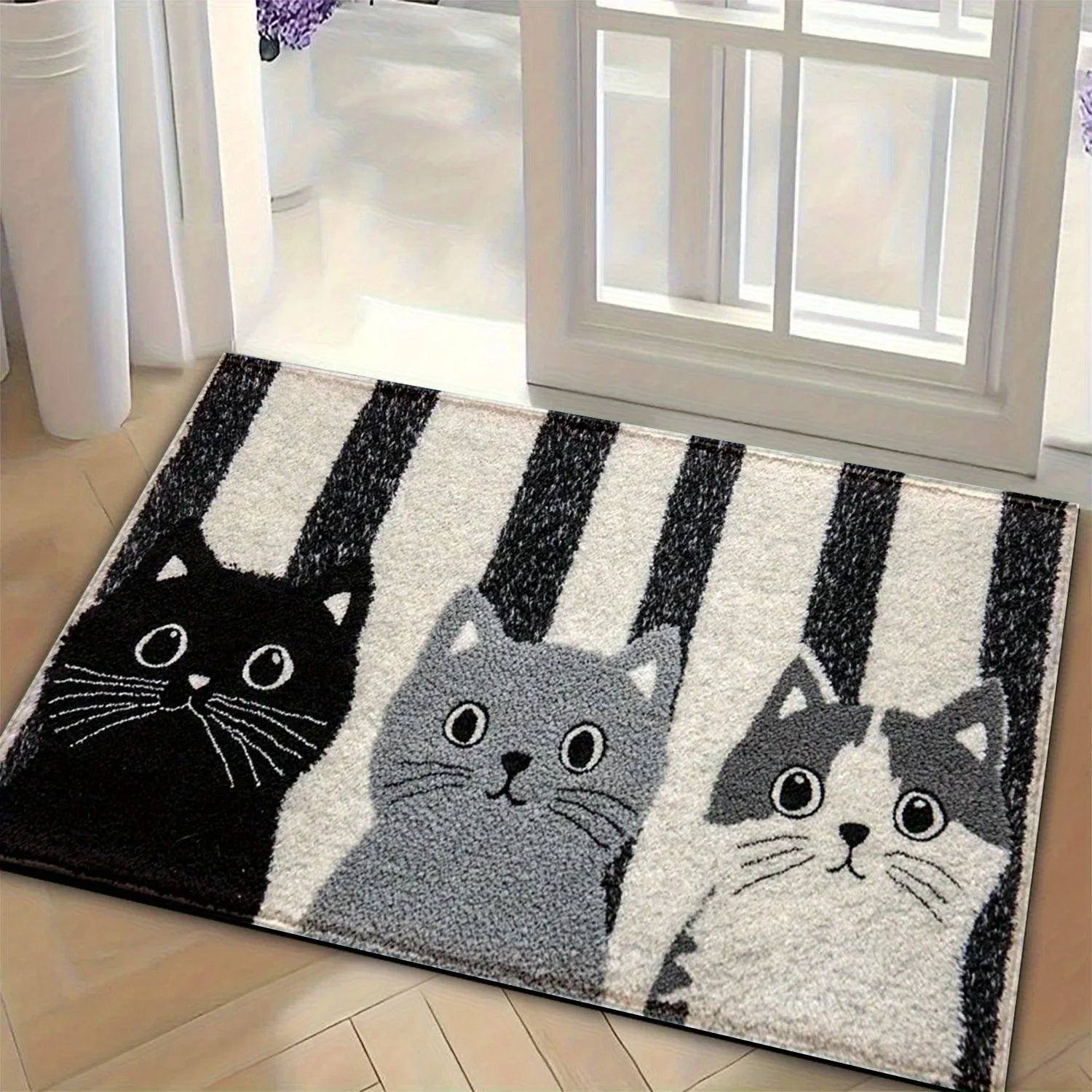 Doormat PVC Non Slip 60.0 cm x 90.0 cm Cat Print Indoor Outdoor Entryway Rug Hallway Bedroom Floor Mat | Thomler