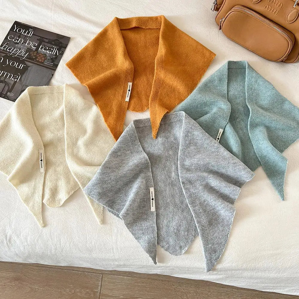 Cozy Wool-Blend Triangle Shawl Wrap for Women – Soft Knit Neck & Shoulder Warmer for Fall Winter | Thomler