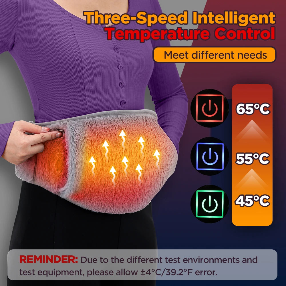 USB Heated Waist Belt with Hand Warmer Pocket – 3 Temperature Settings for Abdominal Comfort, Menstrual Relief & Cold Weather – Adjustable | Thomler
