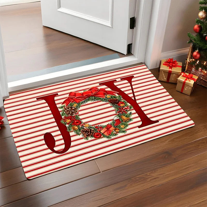 Holiday Door Mat Festive Welcome Rug Non-Slip Entry Decor for Front Porch Indoor Entryway Year-Round Seasonal Celebrations | Thomler
