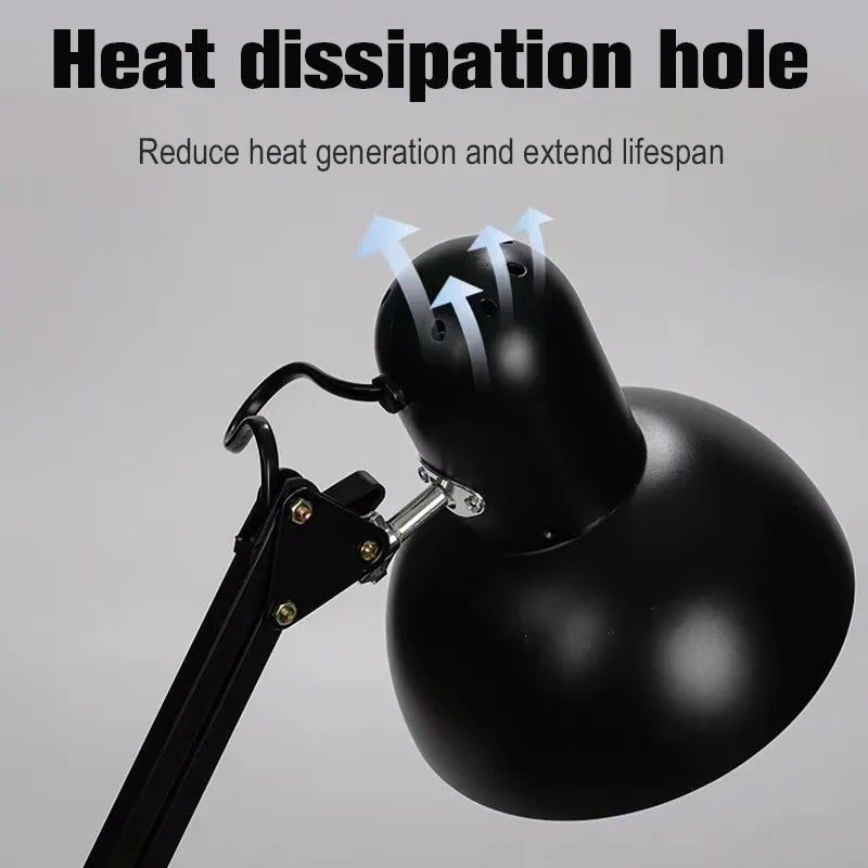 Floor Lamp Metal E27 220–240V Black Reading Living Room Adjustable Task Light | Thomler
