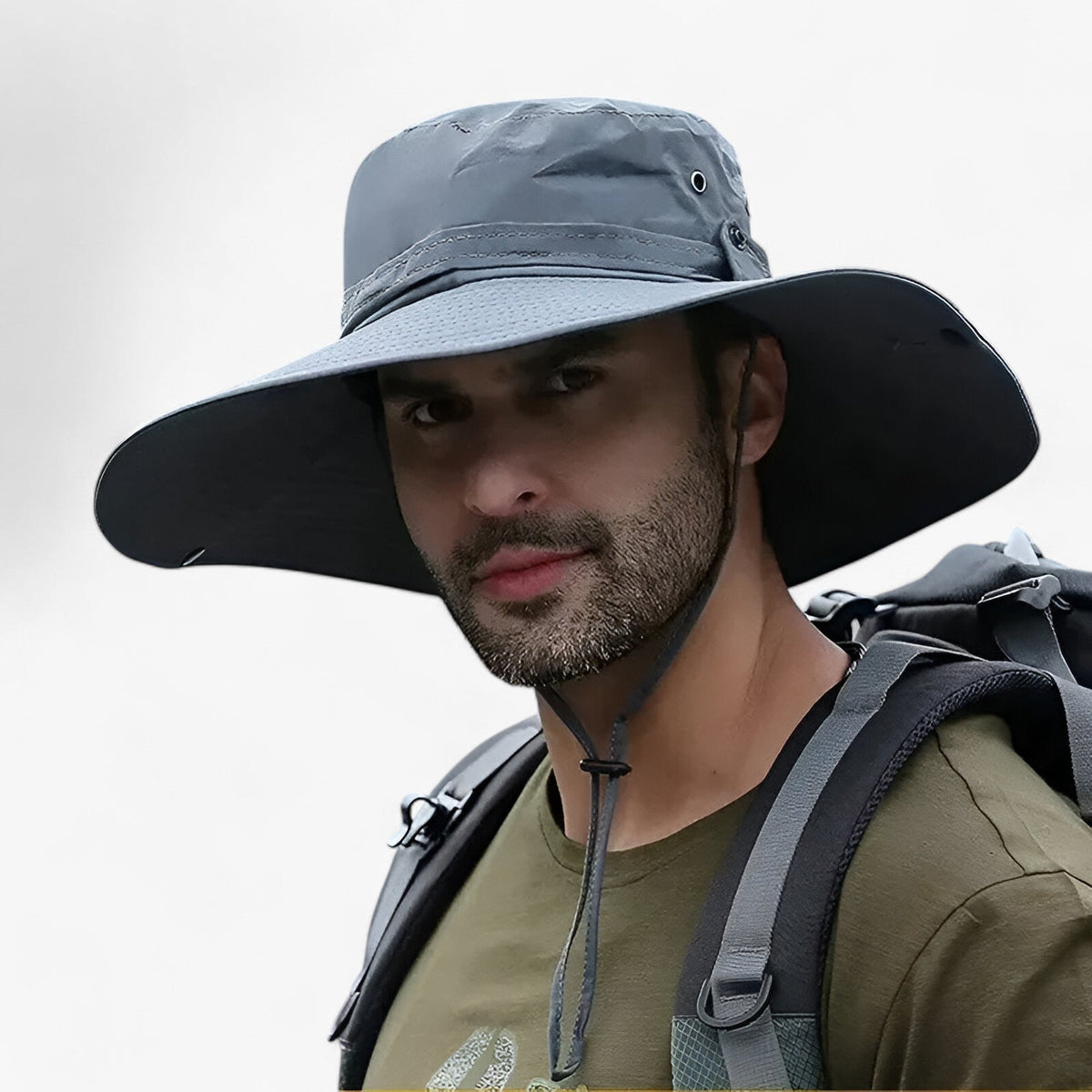 Wide-Brim Sun Hat with Mesh Ventilation & Adjustable Chin Strap for Men & Women – Lightweight Foldable Design for Hiking, Fishing, Beach & | Thomler