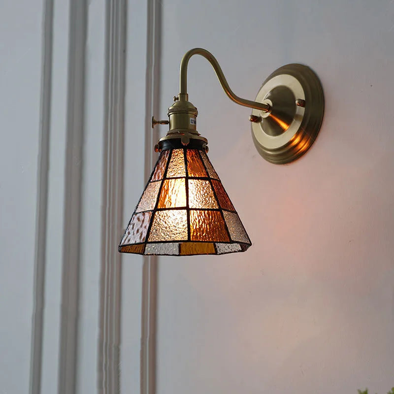 Wall Lamp Stained Glass E27 26.0 cm Green Bedroom Hallway Tiffany Style Vintage Lighting | Thomler