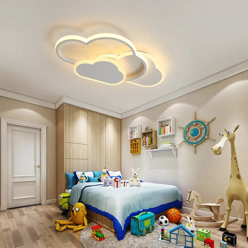 Ceiling Light Acrylic Cloud 32W Dimmable Nursery Bedroom LED Remote Control Flush Mount Lamp | Thomler