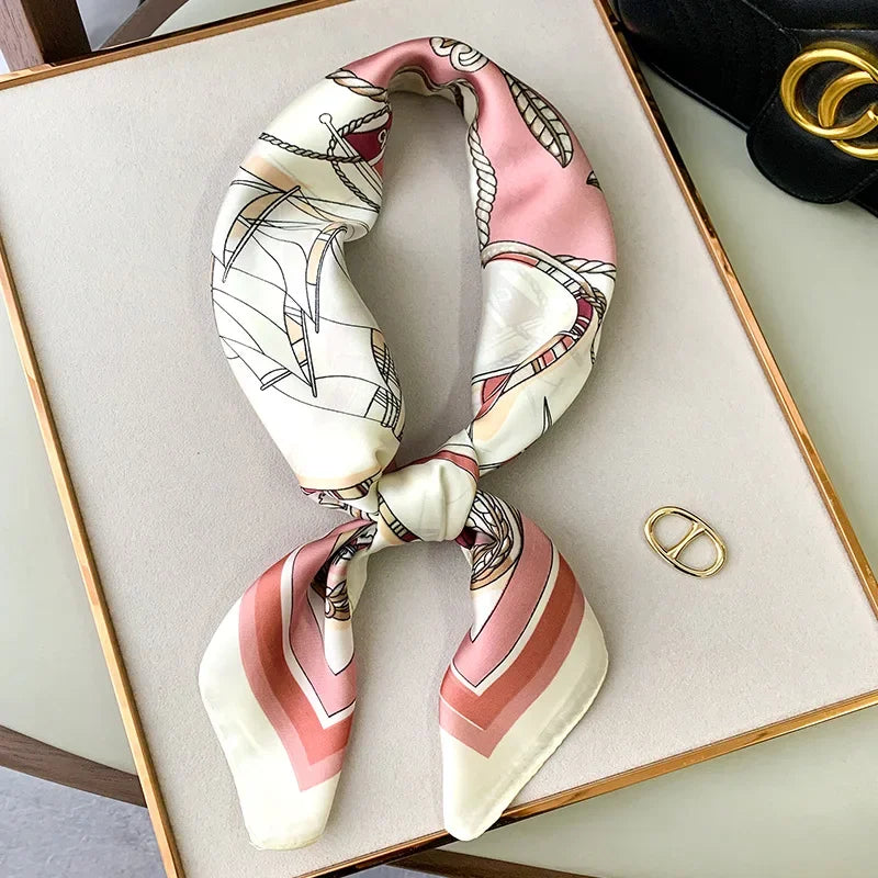 Equestrian Print Satin Square Scarf Neck Wrap Hair Accessory Head Covering 28 Inch Fashion Versatile Women's Silk-Feel Lightweight Bandana | Thomler