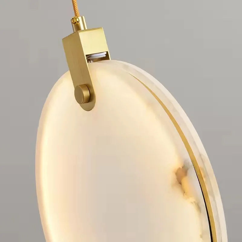 Spiral Alabaster Disc Pendant Chandelier with LED – Rotating Multi-Tier Statement Light for High Ceilings, Foyers & Staircases | Thomler