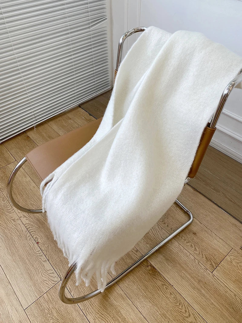 Oversized Fringed Winter Scarf – Thick Cashmere-Blend Pashmina Wrap for Cold Weather | Thomler