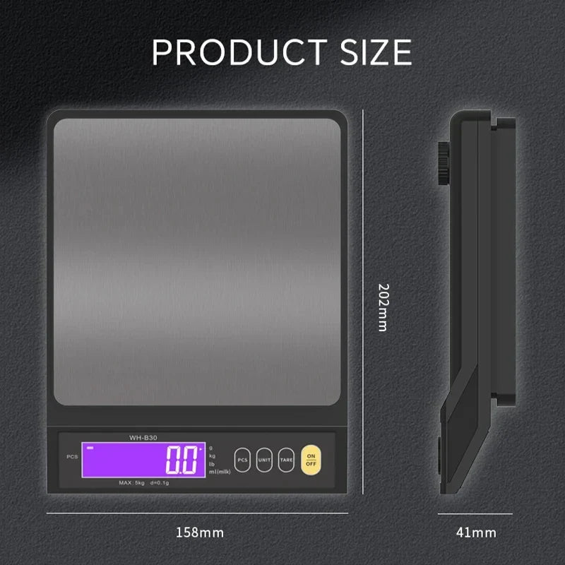Waterproof Digital Food Scale – 11 lb / 1 oz or 22 lb / 0.04 oz Capacity, Rechargeable LCD Kitchen Scale for Meal Prep, Baking, Portion | Thomler