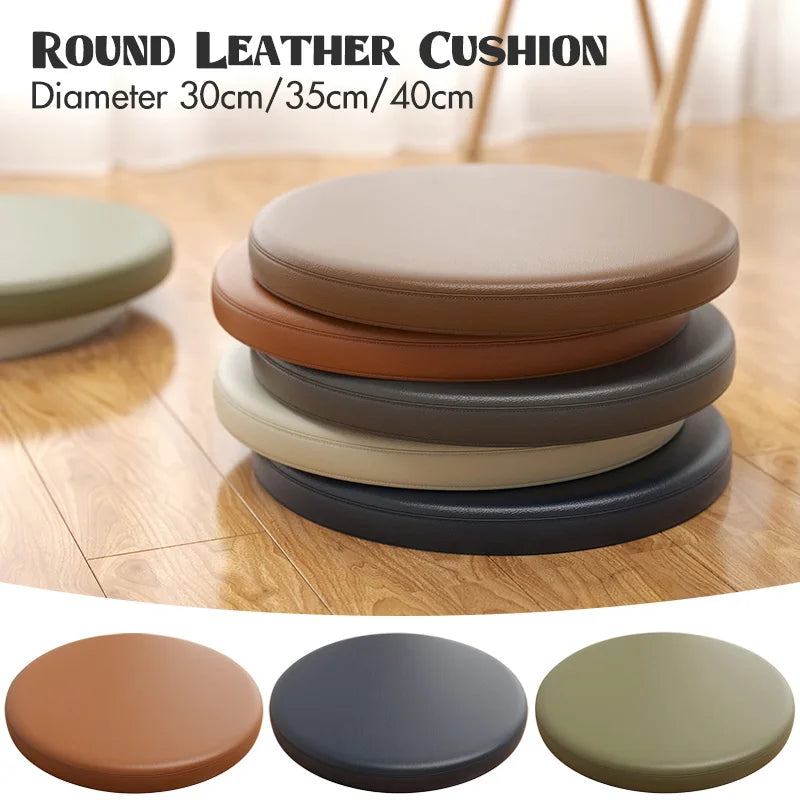 Faux Leather Round Seat Pad with Memory Foam Core for Kitchen Bar Stools, Dining Chairs & Window Benches – Slip-Resistant Washable Design | Thomler