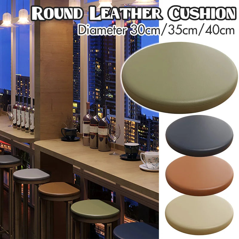 Faux Leather Round Seat Pad with Memory Foam Core for Kitchen Bar Stools, Dining Chairs & Window Benches – Slip-Resistant Washable Design | Thomler
