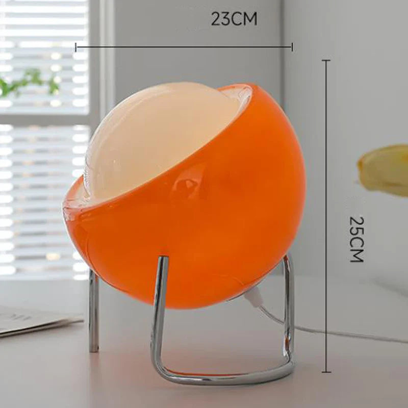 Table Lamp Glass Sphere 21.0 cm Orange Bedroom Bedside Ambient LED Lighting Retro Modern | Thomler