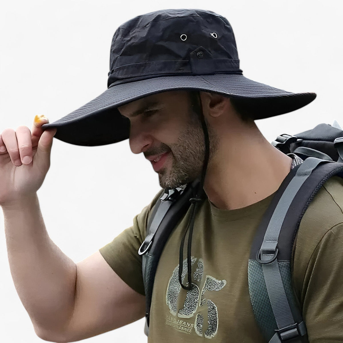 Wide-Brim Sun Hat with Mesh Ventilation & Adjustable Chin Strap for Men & Women – Lightweight Foldable Design for Hiking, Fishing, Beach & | Thomler