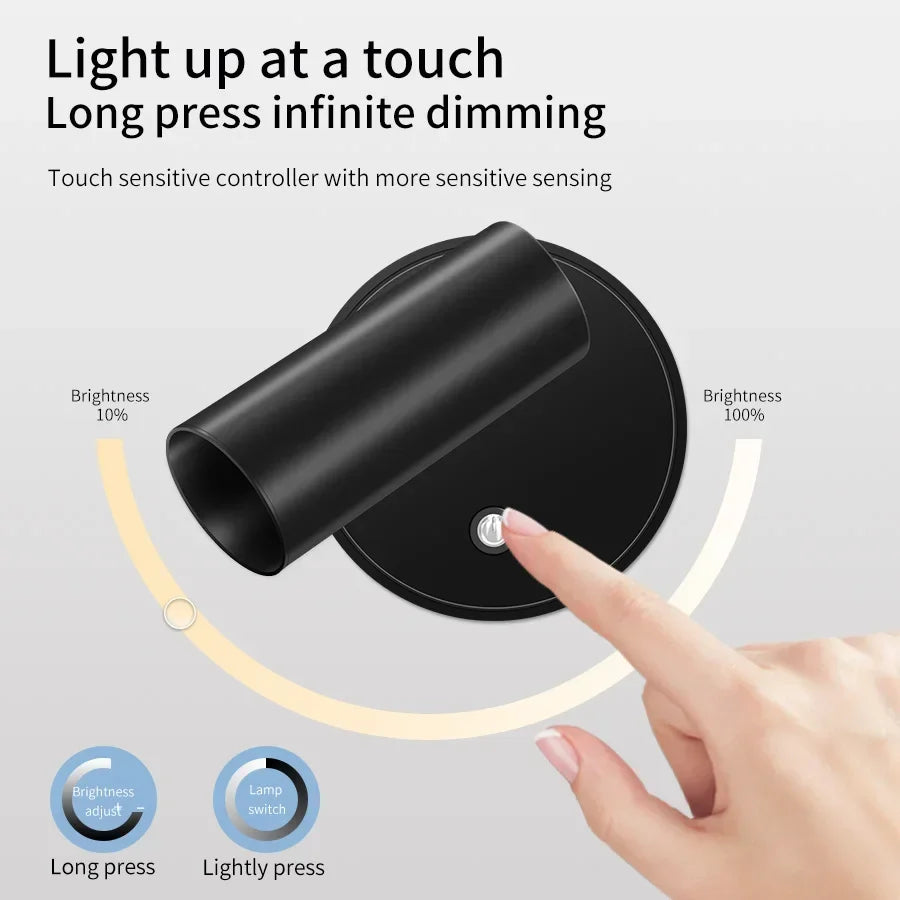 Compact Rechargeable Wall Sconce with Touch Control & Magnetic Mount – 3 Color Temperatures, 360° Swivel for Bedside Reading & Hallways | Thomler