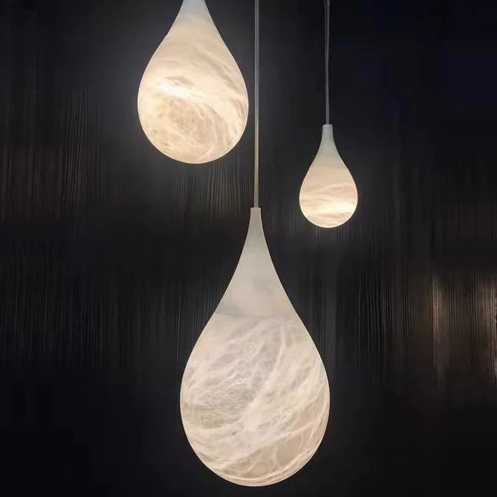Organic Stone Hanging Lamp with Adjustable LED Light Temperature for Dining Room & Kitchen Island | Thomler