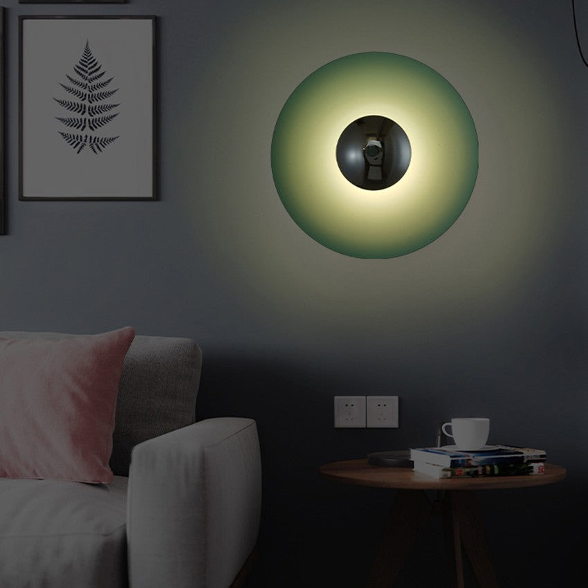 Wall Lamp Iron 15.7 In LED Round Modern Bedroom Living Room Accent Lighting Nordic Minimalist Decorative Fixture | Thomler