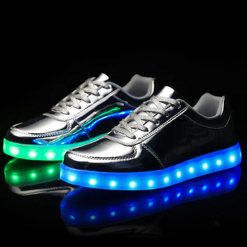 Childrens Trainers Synthetic Rubber LED Light Up Velcro Pink Daily School Play Sneakers Multiple Light Modes | Thomler