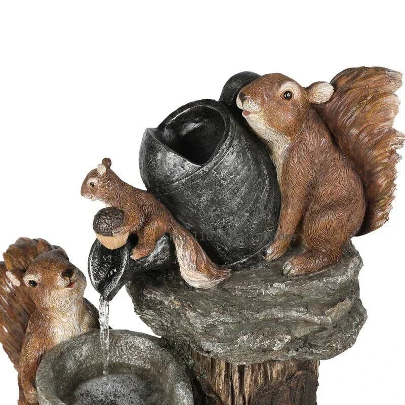 Solar-Powered Duck & Squirrel Garden Statue with LED Lights – Weather-Resistant Resin Outdoor Figurine for Patio & Yard Decor | Thomler