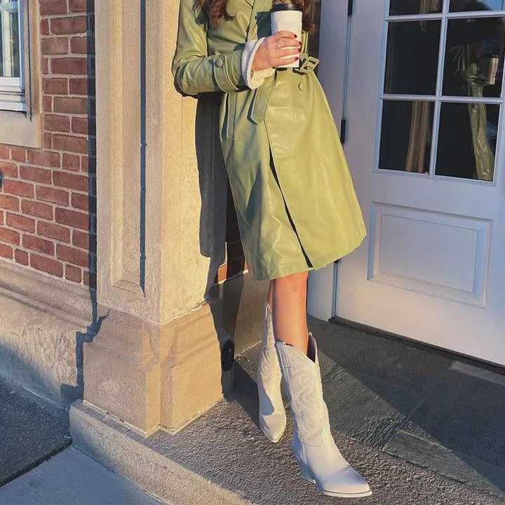 Western-Style Ankle Boots for Women – Versatile Year-Round Footwear with Block Heel & Pointed Toe | Thomler