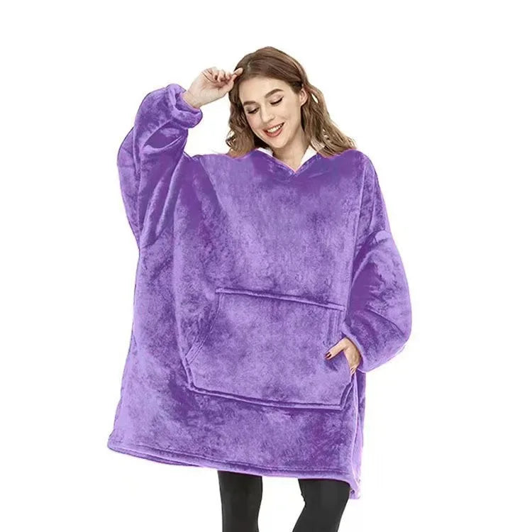 Oversized Wearable Blanket Hoodie with Kangaroo Pocket – Plush Reversible Throw Sweatshirt for Lounging, Couch, Bed & TV | Thomler