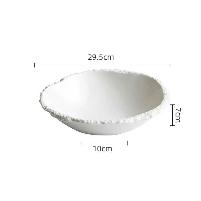 Serving Bowl Ceramic 9.8 in Rustic Dining Kitchen Salad Lunch Dinner Bowl | Thomler
