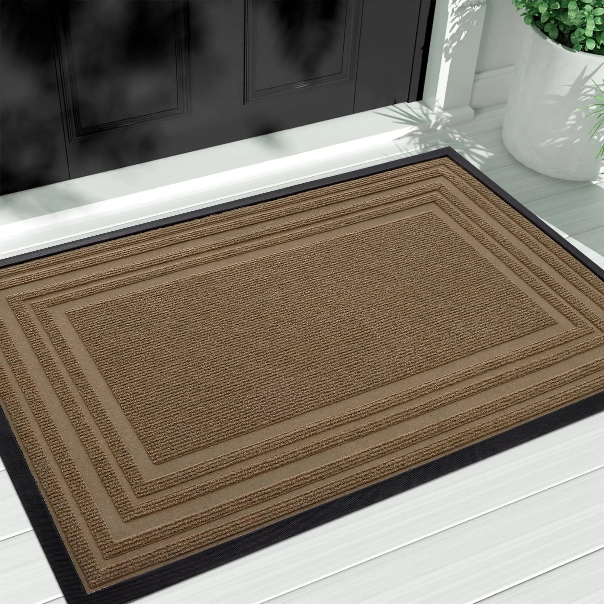 Doormat Rubber Low Profile Indoor Outdoor Entrance Hallway Patio Non Slip Dirt Trapping Weather Resistant Floor Mat | Thomler