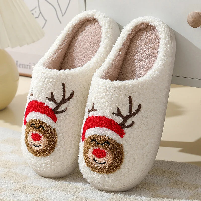 Plush Gingerbread House Slippers for Women & Men – Cozy Indoor Slides with Non-Slip Sole for Bedroom & Holiday Lounging | Thomler