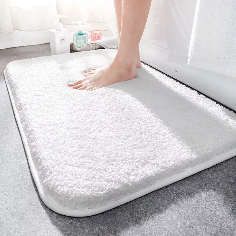 Bath Mat Microfiber 40.0 cm x 60.0 cm Grey Non Slip Bathroom Shower Absorbent Floor Rug | Thomler