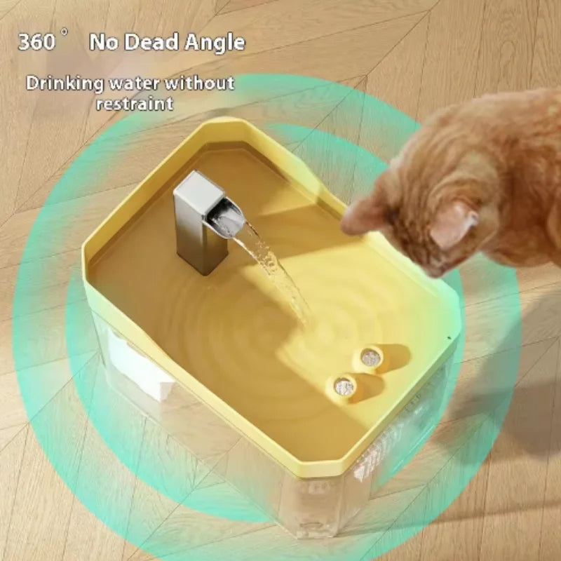 Circulating Cat Water Fountain with Pump & Filtration System, See-Through Design, Dry-Run Protection | Thomler
