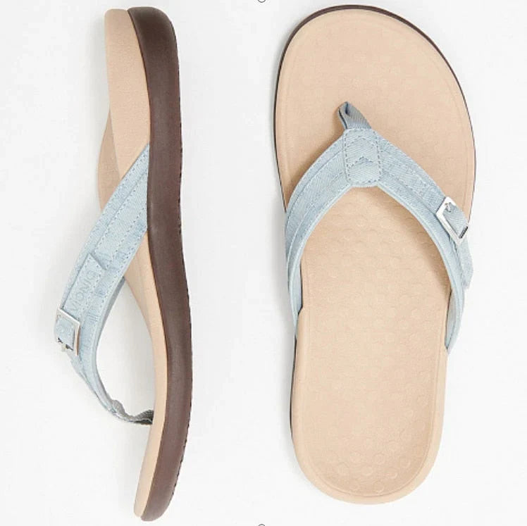 Orthopedic Arch Support Sandals for Women – Cushioned Footbed Slip-On Comfort Slides for Plantar Fasciitis & Flat Feet Relief | Thomler