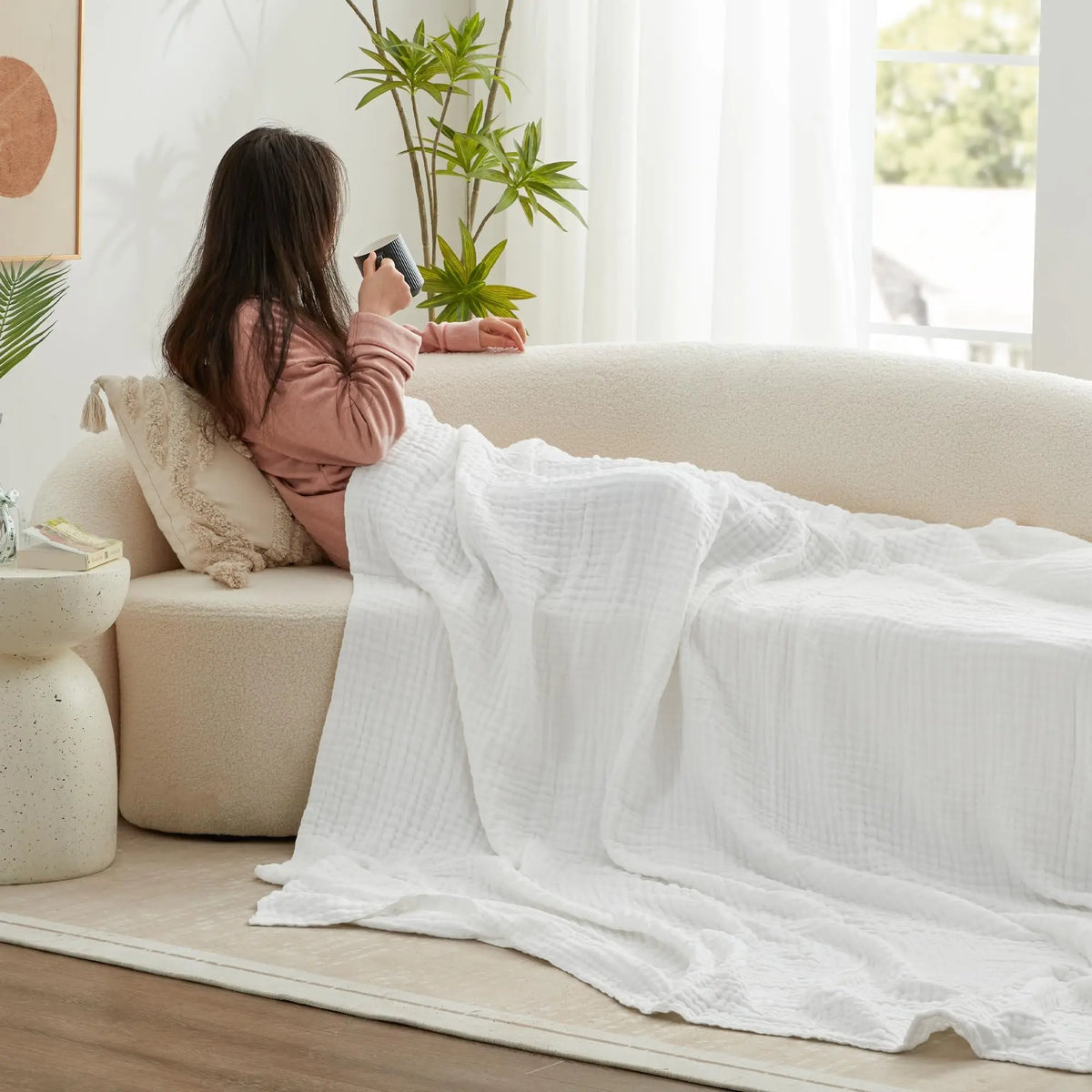Six-Layer Cotton Gauze Throw Blanket for Couch, Bed & Travel – Breathable Year-Round Comfort | Thomler