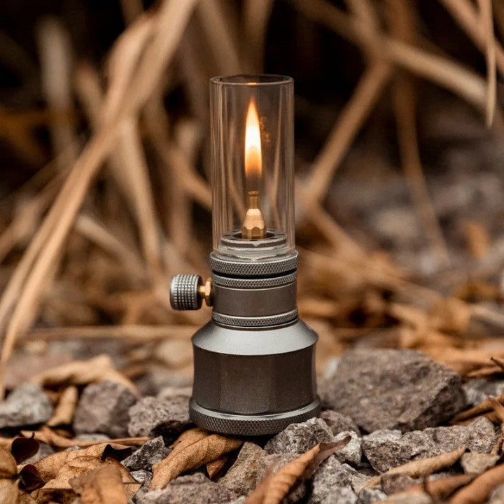 Butane Gas Lantern Aluminum Portable Outdoor Light Camping Hiking Backpacking Adjustable Flame Manual Ignition Vintage Design Travel Gear Em | Thomler