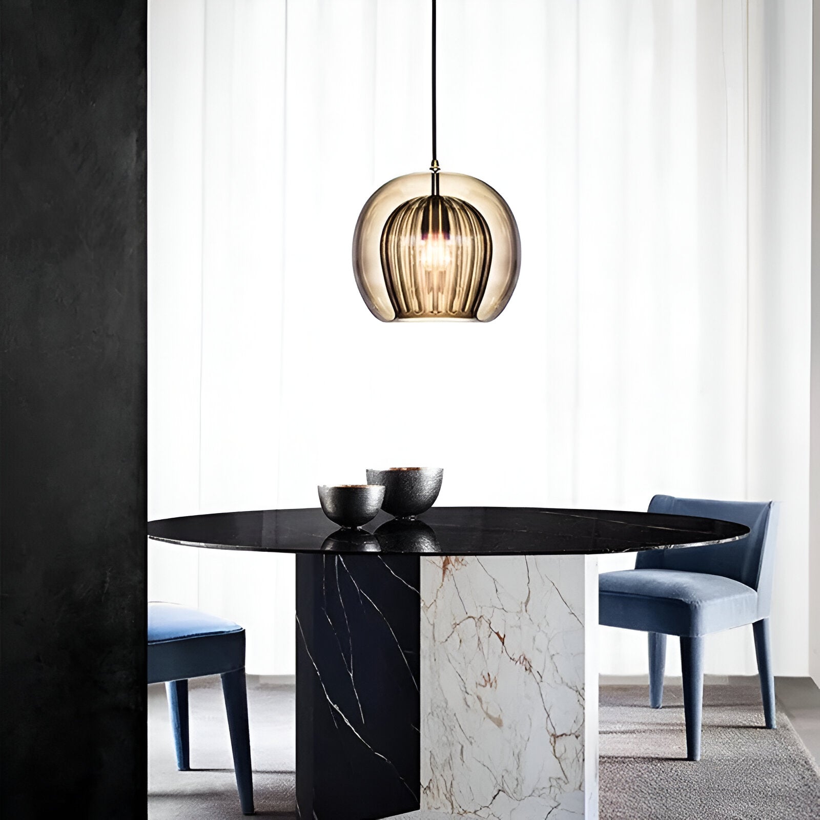 Pendant Light Glass Globe 9.8 in E27 Adjustable Dining Room Kitchen Island Hanging Ceiling Lamp Vintage Modern | Thomler