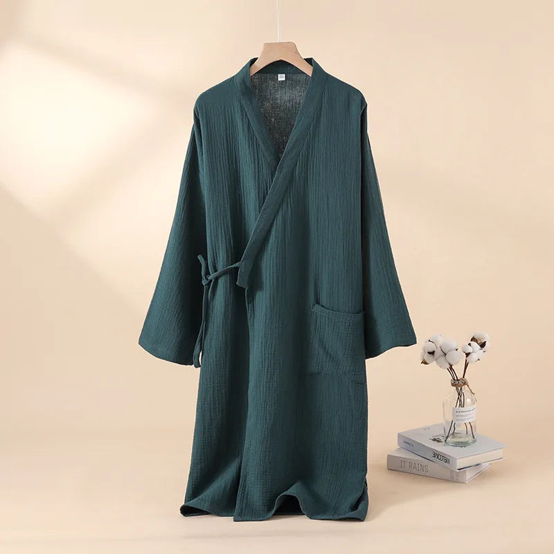 Lightweight Cotton Kimono Robe for Men & Women – Unisex Waffle Weave Spa Wrap Loungewear Bathrobe | Thomler
