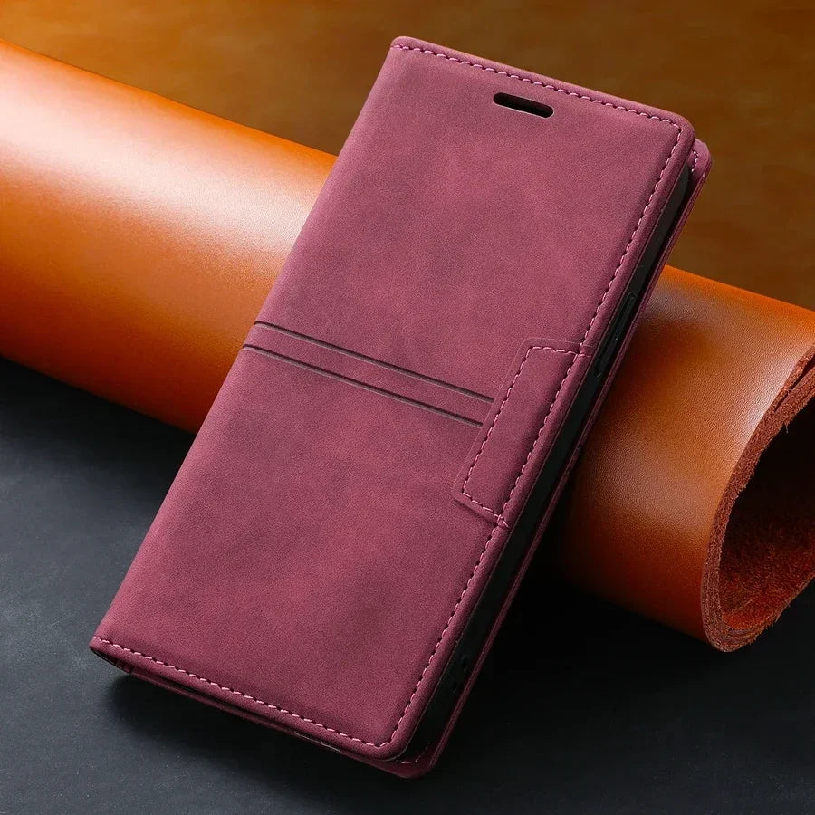 Leather Flip Wallet Case for Google Pixel | Magnetic Folio Phone Cover with Card Slots & Kickstand | Thomler