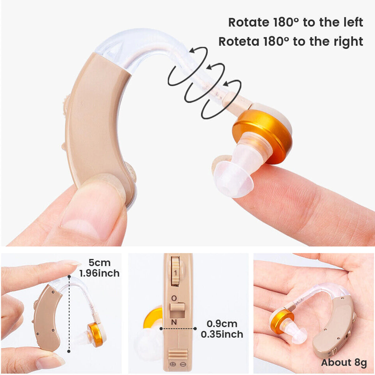 Personal Sound Amplifier Behind-the-Ear with Volume Control & Feedback Reduction for Adults & Seniors | Thomler