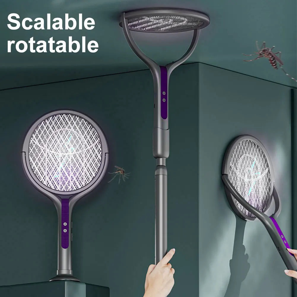 Telescoping Electric Bug Zapper with LED Camping Light & Rotating Head – 2-in-1 Rechargeable Insect Swatter for Indoor & Outdoor Use | Thomler