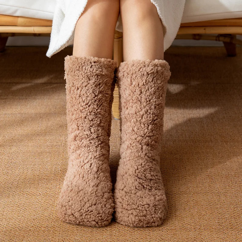 Women's Ultra Plush Non-Slip Slipper Socks with Grippers – Cozy Fleece-Lined House Socks for Cold Floors & Winter Lounging | Thomler