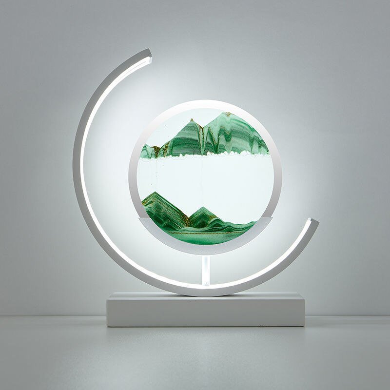 Rotating Sand Art LED Desk Lamp – Motion Sculpture with Warm Light for Office, Bedroom & Living Room Décor | Thomler