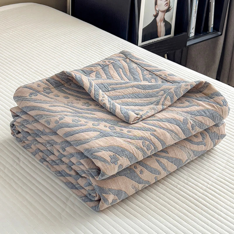 Triple-Layer Breathable Throw Blanket – 100% Pure Cotton Gauze Weave for Couch, Bed & Travel – Year-Round Comfort | Thomler