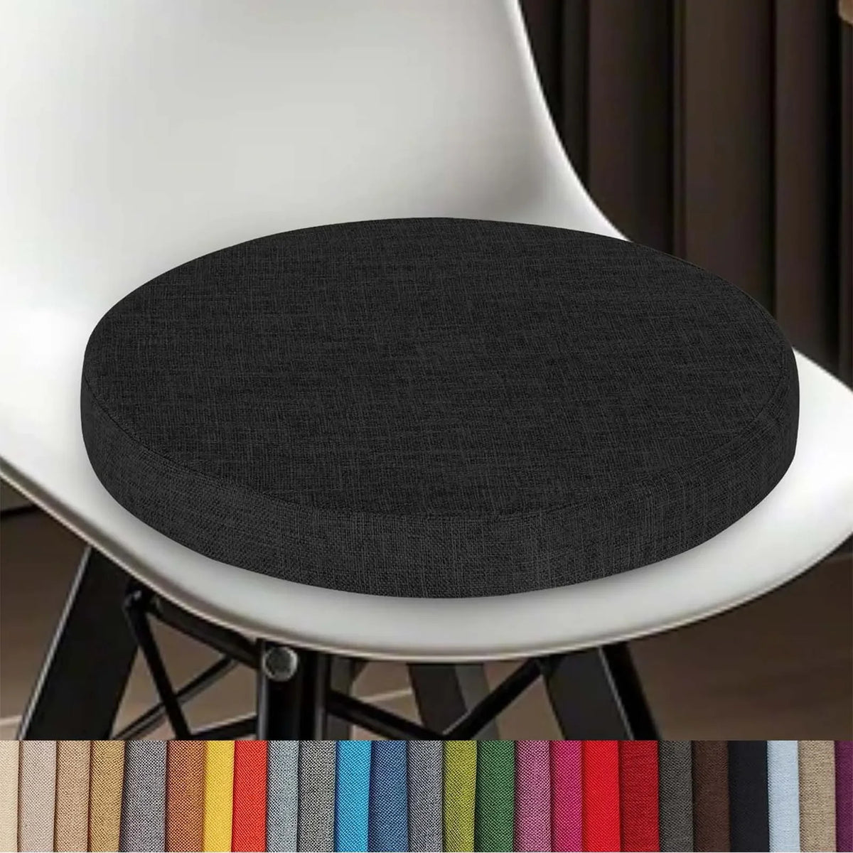 Round Seat Pad with Zipper – Machine-Washable Cotton-Blend Stool Cushion for Kitchen, Dining, Bar & Office Chairs | Thomler