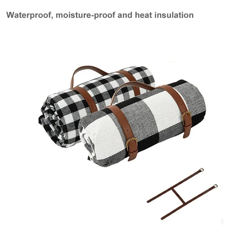 Foldable Waterproof Outdoor Picnic Blanket with Cushioned Padding & Carry Strap for Beach Park Camping | Thomler